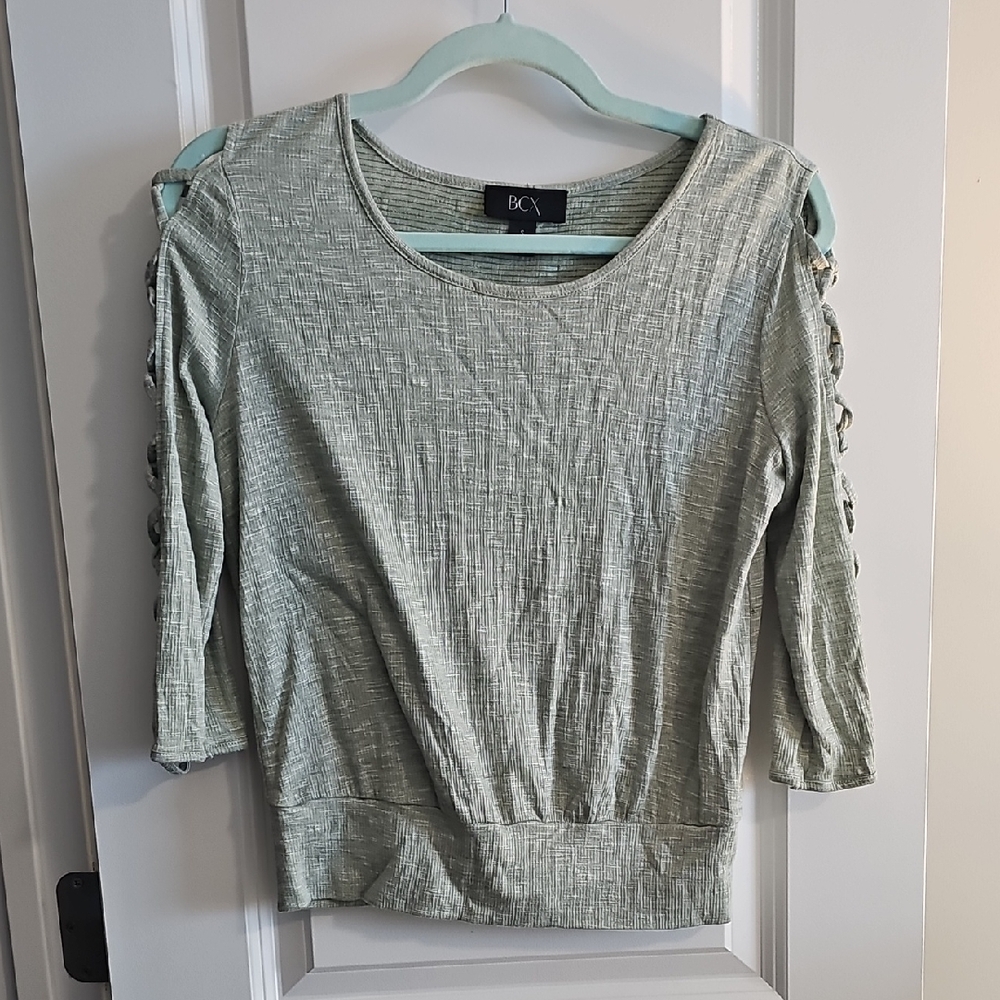 BCX Women's Sage Blouse with Cutout Sleeves